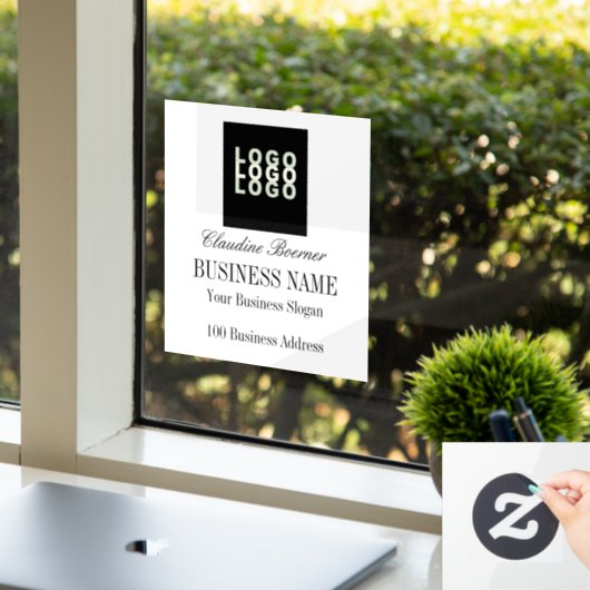 Aangepaste tekstnaam Business Window Cling Raamsticker (Kantoor)