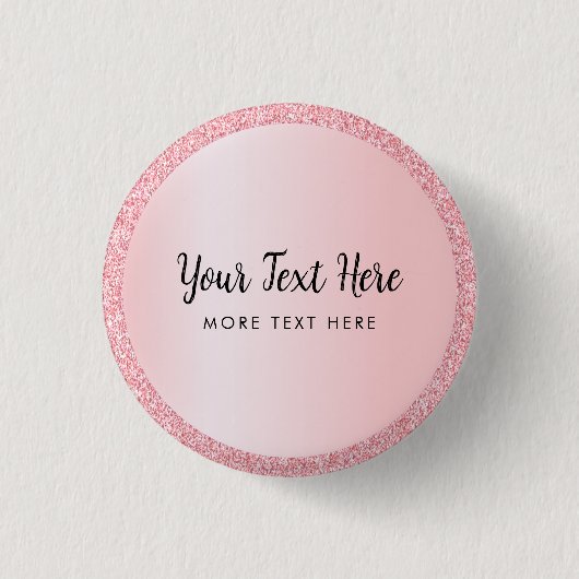 Aangepaste Tekstnaam Roos Gold Glitter Look Small Ronde Button 3,2 Cm (Voorkant)