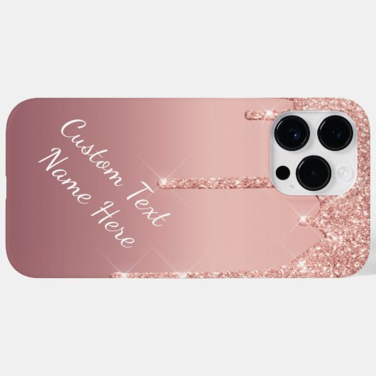 Aangepaste Tekstnaam Roos Gouden Glitter iPhone Ca Case-Mate iPhone Case (Achterkant (horizontaal))