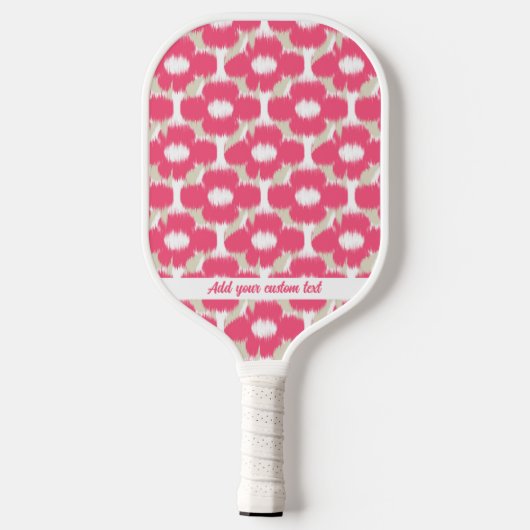 Aangepaste tekstnaam roze tinflesje Ikat Pattern Pickleball Paddle (Achterkant)