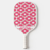 Aangepaste tekstnaam roze tinflesje Ikat Pattern Pickleball Paddle (Voorkant)