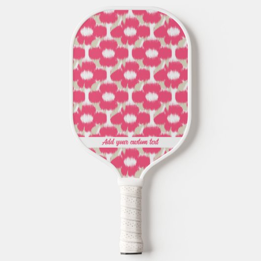 Aangepaste tekstnaam roze tinflesje Ikat Pattern Pickleball Paddle (Voorkant)