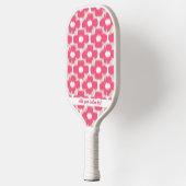 Aangepaste tekstnaam roze tinflesje Ikat Pattern Pickleball Paddle (Links)
