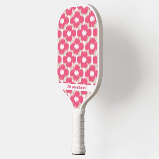 Aangepaste tekstnaam roze tinflesje Ikat Pattern Pickleball Paddle (Links)