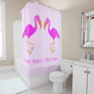 Aangepaste tekstnaam Shower Curtain - Roze flaming Douchegordijn