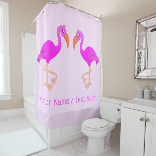 Aangepaste tekstnaam Shower Curtain - Roze flaming Douchegordijn (In situ)