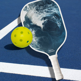 Aangepaste tekstnaam voor Abstract oceaangolfontwe Pickleball Paddle