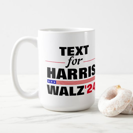 Aangepaste Tekstnaam voor Harris Walz 2024 Verkiez Koffiemok (Met donut)
