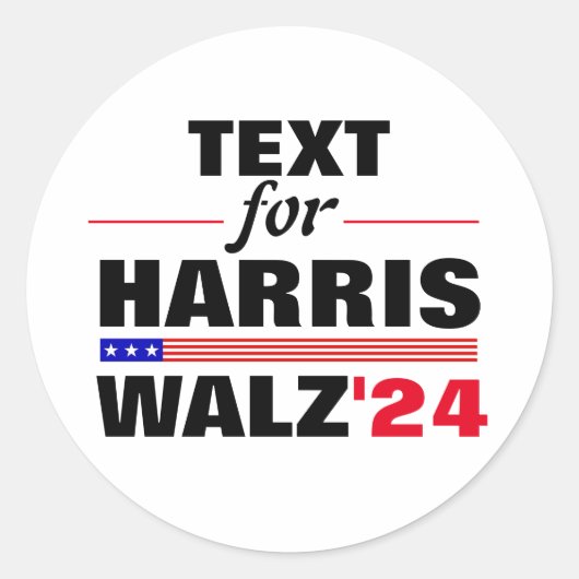Aangepaste Tekstnaam voor Harris Walz 2024 Verkiez Ronde Sticker (Voorkant)