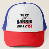 Aangepaste Tekstnaam voor Harris Walz 2024 Verkiez Trucker Pet (Voorkant)