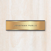 Aangepaste Tekstnaam Zwart & Goud Elegant Modern Deurbordje (Voorkant)