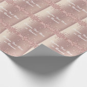 Aangepaste tekstomloop Roos Gold Blush Glitter Cadeaupapier (Hoek)