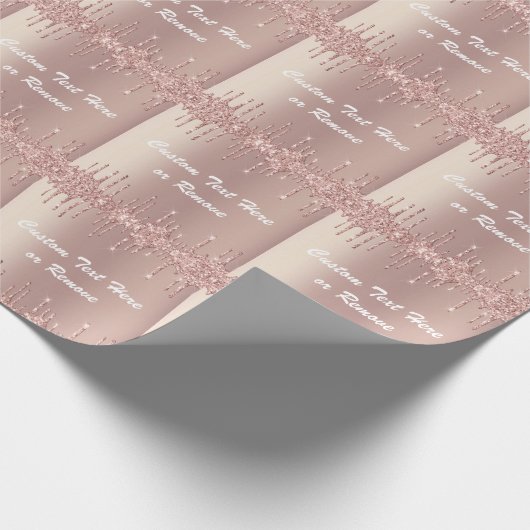 Aangepaste tekstomloop Roos Gold Blush Glitter Cadeaupapier (Hoek)