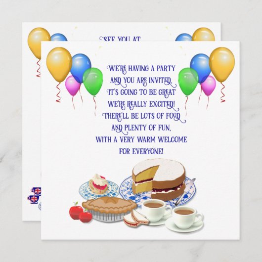 Aangepaste tekstpalloons en partijenvoedingsuitnod kaart (Voorkant / Achterkant)