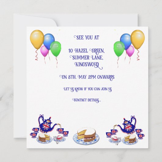 Aangepaste tekstpalloons en partijenvoedingsuitnod kaart (Achterkant)