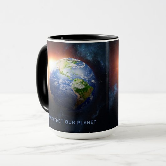 Aangepaste tekstplaneet Aarde Mok (Voorkant links)
