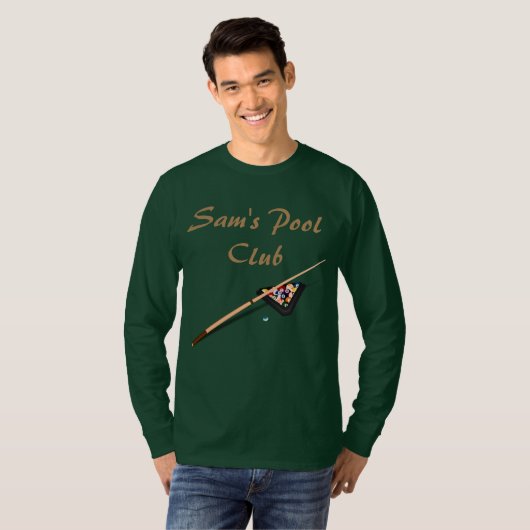 Aangepaste tekstpool Billiards Green T-shirt (Voorkant volledig)
