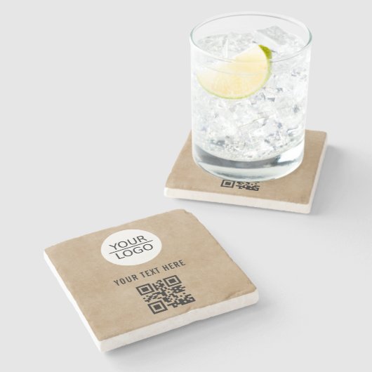 Aangepaste tekstpromotie voor Logo QR-code toevoeg Stenen Onderzetter (Zijkant)