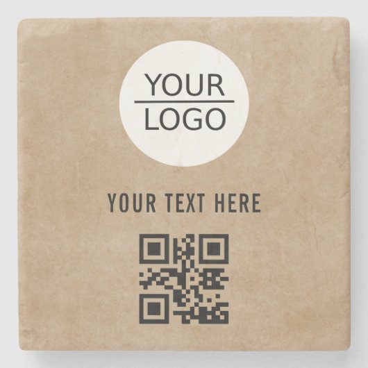 Aangepaste tekstpromotie voor Logo QR-code toevoeg Stenen Onderzetter (Voorkant)