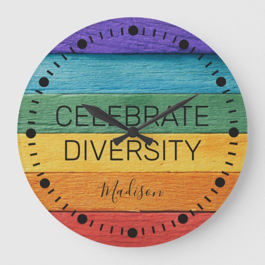 Aangepaste tekstregenboog grote klok (Voorkant)