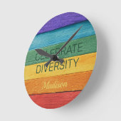 Aangepaste tekstregenboog ronde klok (Hoek)