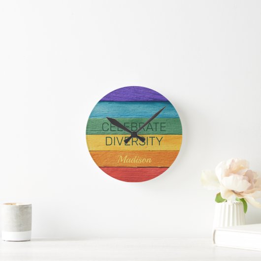 Aangepaste tekstregenboog ronde klok (Huis)
