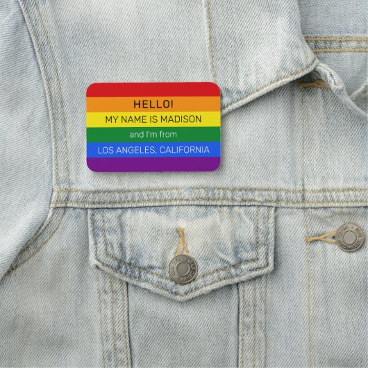 Aangepaste tekstregenboog vlag naamplaatje (In situ)