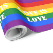 Aangepaste tekstregenboogvlag Gay Pride LGBTQ Cadeaupapier (Rol Hoek)