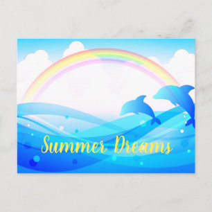 Aangepaste tekstregenboogzomer Magische Blauwe Dol Briefkaart