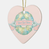 Aangepaste tekstretro 50s Multicolor Kerstmis Wrea Keramisch Ornament (Links)