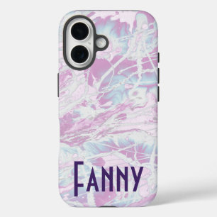 Aangepaste tekstretro paars monogram iPhone 16 hoesje