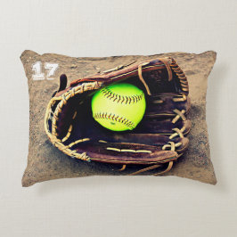 Aangepaste tekstruimte Softball Accent Pillow Decoratief Kussen