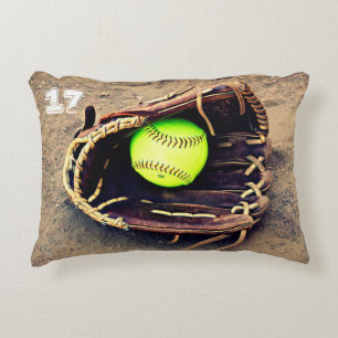 Aangepaste tekstruimte Softball Accent Pillow Decoratief Kussen