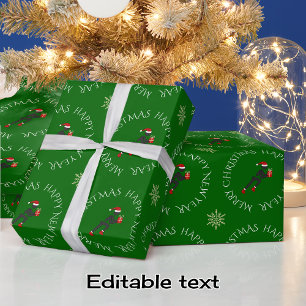 Aangepaste tekstrunner met cadeaukerstgroen cadeaupapier