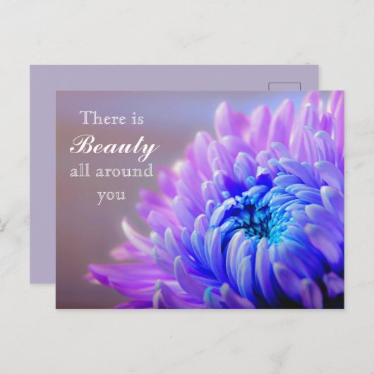 Aangepaste tekstschoonheid rondom Paarse bloem mam Briefkaart (Voorkant / Achterkant)