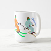 Aangepaste tekstsklik die Skier opent Koffiemok (Voorkant rechts)