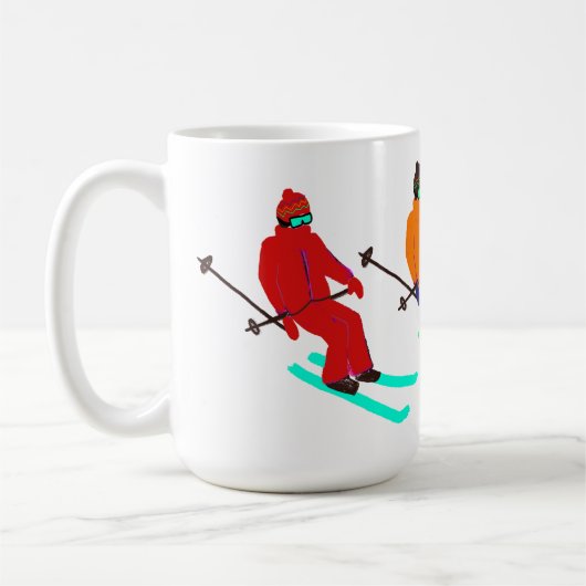 Aangepaste tekstsklik die Skier opent Koffiemok (Links)