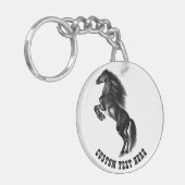 Aangepaste tekstSleutelhanger met rechtop zwarte p Sleutelhanger (Voorkant Links)