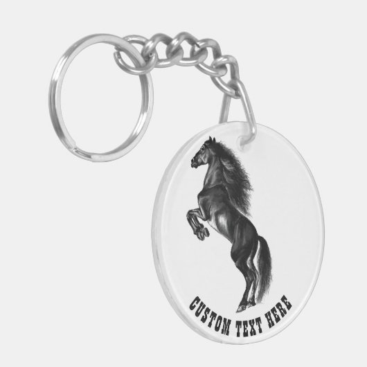 Aangepaste tekstSleutelhanger met rechtop zwarte p Sleutelhanger (Voorkant Links)