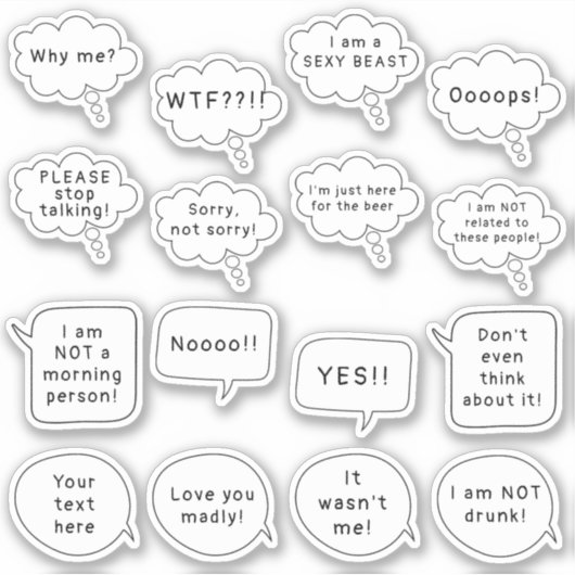 Aangepaste tekstspraak- en gedachtenballon scrapbo sticker (Voorkant)