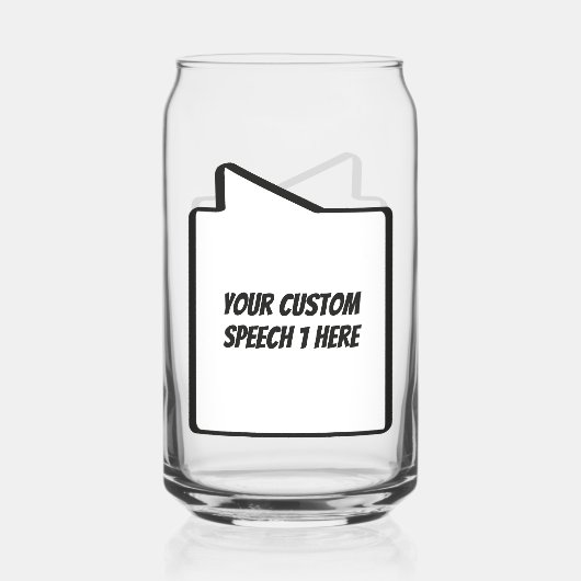 Aangepaste tekstspraakbubbels blikvorm glas (Voorkant)