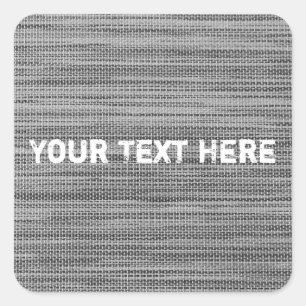 Aangepaste tekststicker voor Faux Grey Fabric Vierkante Sticker