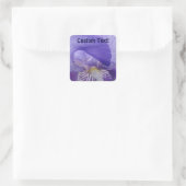 Aangepaste tekststickers Paarse Iris Bloemzegels Vierkante Sticker (Tas)