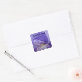 Aangepaste tekststickers Paarse Iris Bloemzegels Vierkante Sticker (Envelop)