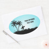 Aangepaste tekststickers voor doorverbinden Surfer Ovale Sticker (Envelop)
