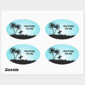 Aangepaste tekststickers voor doorverbinden Surfer Ovale Sticker (Vel)