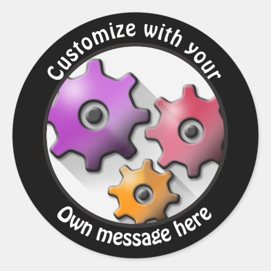 Aangepaste teksttandwielen ronde sticker (Voorkant)