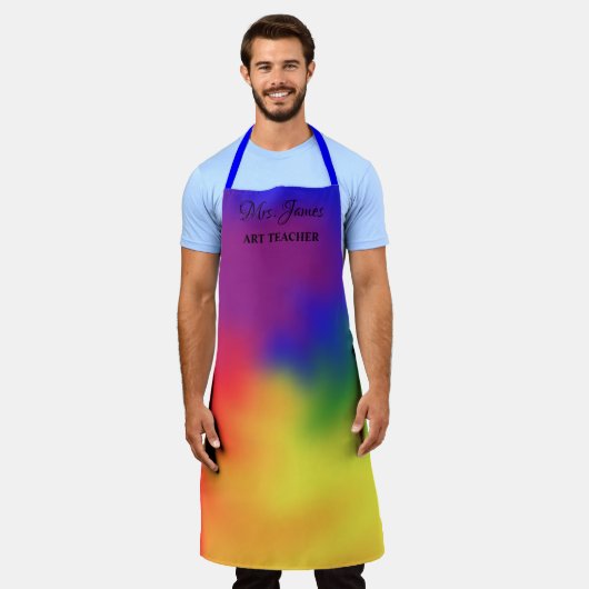 Aangepaste teksttekenleraar Naam toevoegen Kleurri Schort (Gedragen)