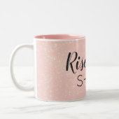 Aangepaste tekstverhoging en roze rugsluiting beve tweekleurige koffiemok (Links)