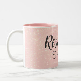 Aangepaste tekstverhoging en roze rugsluiting beve tweekleurige koffiemok